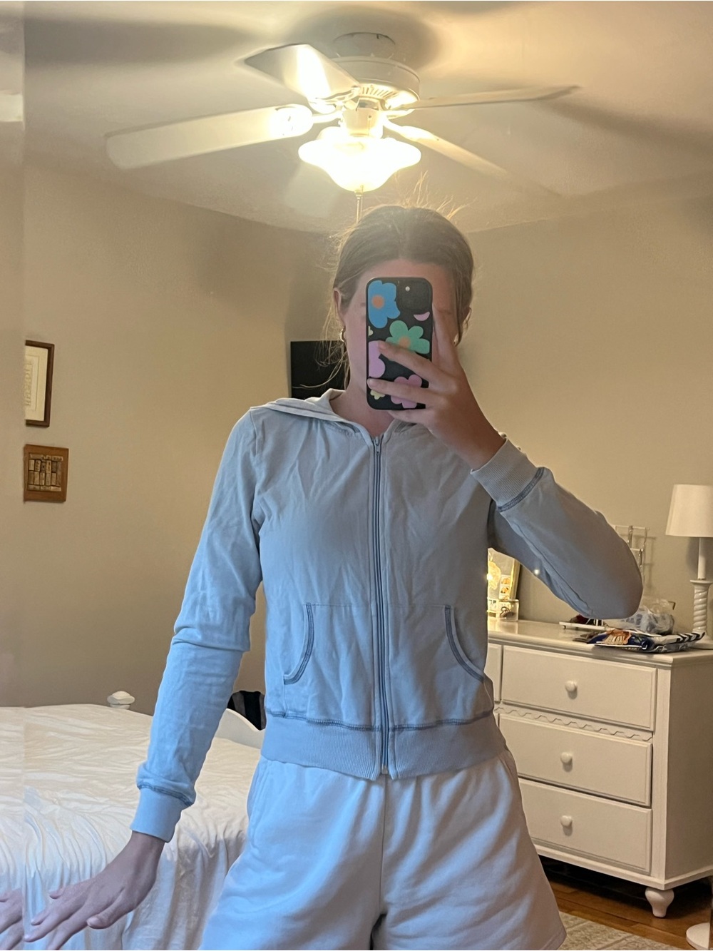 Light Blue Zip-Up Hoodie Jacket for Women
